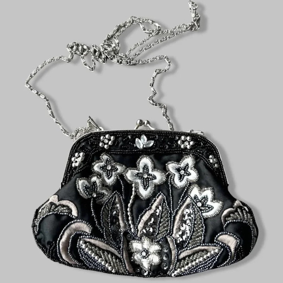Handmade Beaded Evening Chain Strap Clutch Crossbody  Bag - Picture 1 of 14